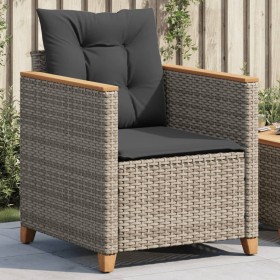 Garden armchair with gray synthetic rattan cushions by , Garden chairs - Ref: Foro24-366322, Price: 100,99 €, Discount: %