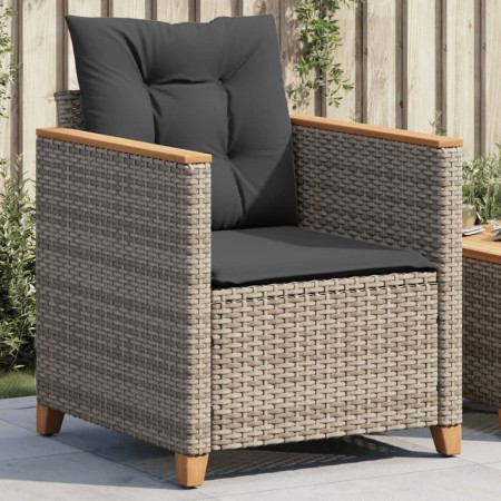 Garden armchair with gray synthetic rattan cushions by , Garden chairs - Ref: Foro24-366322, Price: 101,95 €, Discount: %