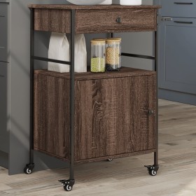 Oak brown engineered wood kitchen cart 56x43x89.5 cm by , Kitchen and dining carts - Ref: Foro24-842395, Price: 87,34 €, Disc...