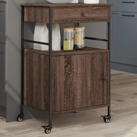 Oak brown engineered wood kitchen cart 56x43x89.5 cm by , Kitchen and dining carts - Ref: Foro24-842395, Price: 87,23 €, Disc...