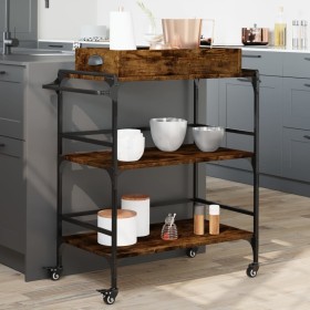 Engineered wood kitchen cart smoked oak 81.5x41x92.5 cm by , Kitchen and dining carts - Ref: Foro24-842343, Price: 76,99 €, D...