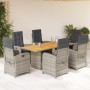 Garden dining set 7 pieces and gray synthetic rattan cushions by , Garden sets - Ref: Foro24-3212278, Price: 1,00 €, Discount: %