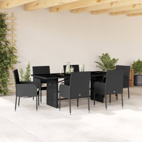 7-teiliges Garten-Essset und schwarze Kissen aus synthetischem Rattan von , Gartensets - Ref: Foro24-3213506, Preis: 466,87 €...