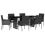 Set de comedor de jardín 7 pzas y cojines ratán sintético negro de , Conjuntos de jardín - Ref: Foro24-3213506, Precio: 466,8...