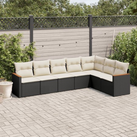 7-piece garden dining set and black synthetic rattan cushions by , Garden sets - Ref: Foro24-3258430, Price: 428,18 €, Discou...