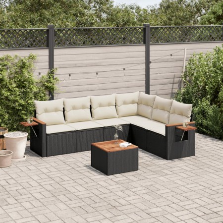 7-piece garden dining set and black synthetic rattan cushions by , Garden sets - Ref: Foro24-3259249, Price: 428,73 €, Discou...