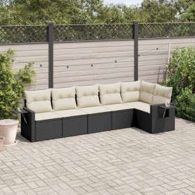 6-teiliges Gartensofa-Set und schwarze synthetische Rattankissen von , Gartensets - Ref: Foro24-3252523, Preis: 399,43 €, Rab...