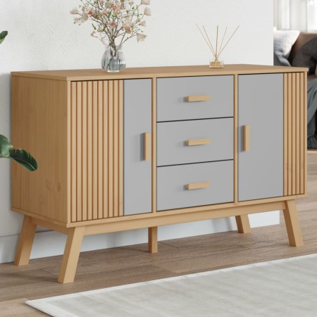 OLDEN sideboard solid pine wood gray and brown 114x43x73.5 cm by , Sideboards - Ref: Foro24-358598, Price: 164,29 €, Discount: %