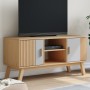 OLDEN TV-Schrank aus massivem Kiefernholz, grau und braun, 114 x 43 x 57 cm von , TV-Möbel - Ref: Foro24-358601, Preis: 115,9...