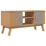 OLDEN TV-Schrank aus massivem Kiefernholz, grau und braun, 114 x 43 x 57 cm von , TV-Möbel - Ref: Foro24-358601, Preis: 115,9...