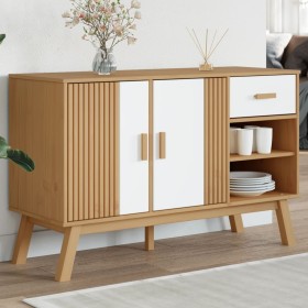 OLDEN sideboard solid white and brown pine wood 114x43x73.5cm by , Sideboards - Ref: Foro24-358608, Price: 154,99 €, Discount: %