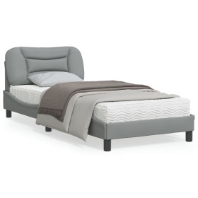 Estructura de cama con cabecero de tela gris claro 90x190 cm de , Camas y somieres - Ref: Foro24-3207737, Precio: 156,99 €, D...