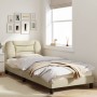 Bed frame with cream fabric headboard 90x200 cm by , Beds and slatted bases - Ref: Foro24-3207749, Price: 160,06 €, Discount: %