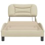 Bed frame with cream fabric headboard 90x200 cm by , Beds and slatted bases - Ref: Foro24-3207749, Price: 160,06 €, Discount: %