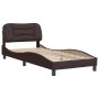 Dark brown fabric bed frame with headboard 90x190 cm by , Beds and slatted bases - Ref: Foro24-3207740, Price: 149,74 €, Disc...