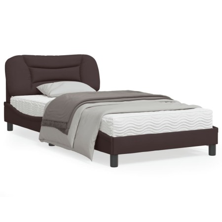 Bed frame with headboard in brown fabric 100x200 cm by , Beds and slatted bases - Ref: Foro24-3207754, Price: 153,99 €, Disco...