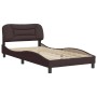 Bed frame with headboard in brown fabric 100x200 cm by , Beds and slatted bases - Ref: Foro24-3207754, Price: 154,63 €, Disco...