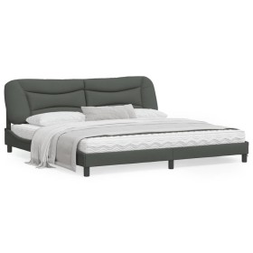 Bed frame with headboard dark gray fabric 200x200 cm by , Beds and slatted bases - Ref: Foro24-3207794, Price: 244,36 €, Disc...