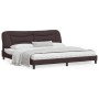 Bed frame with headboard in dark brown fabric 200x200cm by , Beds and slatted bases - Ref: Foro24-3207796, Price: 249,99 €, D...