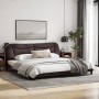 Bed frame with headboard in dark brown fabric 200x200cm by , Beds and slatted bases - Ref: Foro24-3207796, Price: 249,99 €, D...