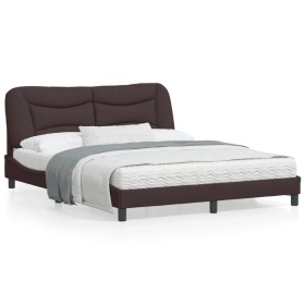 Bed frame with headboard in brown fabric 160x200 cm by , Beds and slatted bases - Ref: Foro24-3207782, Price: 230,48 €, Disco...