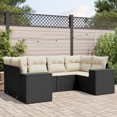 6-teiliges Gartensofa-Set und schwarze synthetische Rattankissen von , Gartensets - Ref: Foro24-3255313, Preis: 424,99 €, Rab...