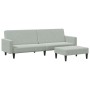 Sofá cama de 2 plazas con taburete terciopelo gris claro de , Sofás - Ref: Foro24-3216236, Precio: 304,84 €, Descuento: %