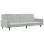 Sofá cama de 2 plazas con taburete terciopelo gris claro de , Sofás - Ref: Foro24-3216236, Precio: 304,84 €, Descuento: %