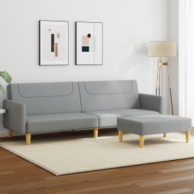 Sofá cama de 2 plazas con taburete tela gris claro de , Sofás - Ref: Foro24-3216243, Precio: 313,86 €, Descuento: %