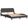 Estructura de cama con cabecero de tela marrón 140x200 cm de , Camas y somieres - Ref: Foro24-3207775, Precio: 205,10 €, Desc...