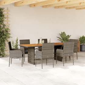 Garden dining set 7 pieces and gray synthetic rattan cushions by , Garden sets - Ref: Foro24-3213512, Price: 467,99 €, Discou...