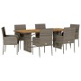 Set comedor jardín 7 pzas y cojines ratán sintético gris de , Conjuntos de jardín - Ref: Foro24-3213512, Precio: 475,01 €, De...