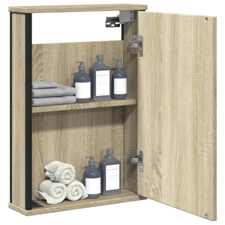 Armario con espejo de baño madera roble Sonoma 42x12x60 cm de , Tocadores - Ref: Foro24-842432, Precio: 61,90 €, Descuento: %