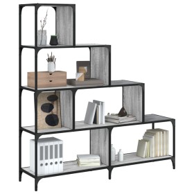 Bookcase with 4 steps in gray Sonoma wood 139x33.5x149 cm by , Bookcases and shelves - Ref: Foro24-842479, Price: 125,91 €, D...