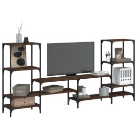 Oak brown engineered wood TV cabinet 206.5x28.5x95 cm by , TV Furniture - Ref: Foro24-842485, Price: 91,62 €, Discount: %