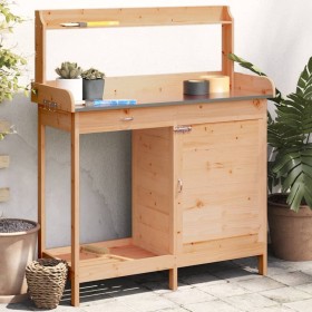 Potting table with fir wood cabinet 110.5x45x124.5 cm by , Pot stands - Ref: Foro24-156344, Price: 136,99 €, Discount: %