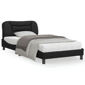 Bed frame with headboard black synthetic leather 100x200cm by , Beds and slatted bases - Ref: Foro24-3207981, Price: 152,23 €...