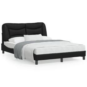 Bed frame with headboard black synthetic leather 140x190cm by , Beds and slatted bases - Ref: Foro24-3207995, Price: 213,01 €...