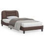 Bed frame with headboard brown synthetic leather 90x200cm by , Beds and slatted bases - Ref: Foro24-3207976, Price: 157,72 €,...