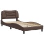 Bed frame with headboard brown synthetic leather 90x200cm by , Beds and slatted bases - Ref: Foro24-3207976, Price: 157,72 €,...