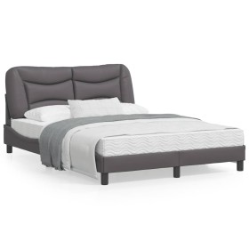 Bed frame with headboard gray synthetic leather 140x200cm by , Beds and slatted bases - Ref: Foro24-3208005, Price: 215,99 €,...