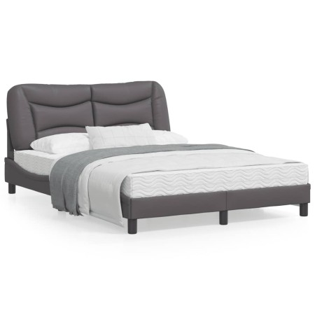 Estructura de cama con cabecero cuero sintético gris 140x200cm de , Camas y somieres - Ref: Foro24-3208005, Precio: 215,99 €,...