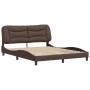 Estructura de cama cabecero cuero sintético marrón 160x200 cm de , Camas y somieres - Ref: Foro24-3208011, Precio: 258,44 €, ...