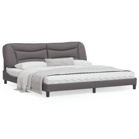 Bed frame with headboard gray synthetic leather 200x200 cm by , Beds and slatted bases - Ref: Foro24-3208026, Price: 250,85 €...