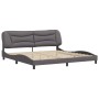 Bed frame with headboard gray synthetic leather 200x200 cm by , Beds and slatted bases - Ref: Foro24-3208026, Price: 250,85 €...