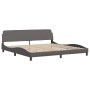 Bed frame with headboard gray synthetic leather 200x200 cm by , Beds and slatted bases - Ref: Foro24-3208026, Price: 250,85 €...