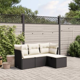 4-piece garden sofa set with black synthetic rattan cushions by , Garden sets - Ref: Foro24-3263112, Price: 259,18 €, Discoun...