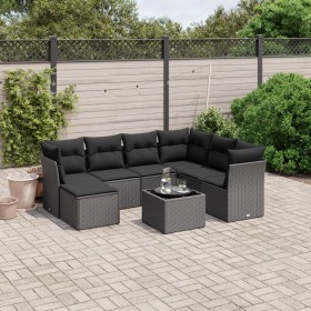 8-teiliges Gartensofa-Set und schwarze synthetische Rattankissen von , Gartensets - Ref: Foro24-3263221, Preis: 502,74 €, Rab...