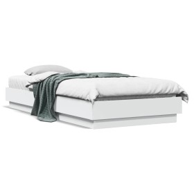 Bed frame with white LED lights 100x200 cm by , Beds and slatted bases - Ref: Foro24-839504, Price: 109,99 €, Discount: %