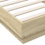 Bed frame with LED lights Sonoma oak 100x200 cm by , Beds and slatted bases - Ref: Foro24-839506, Price: 113,99 €, Discount: %